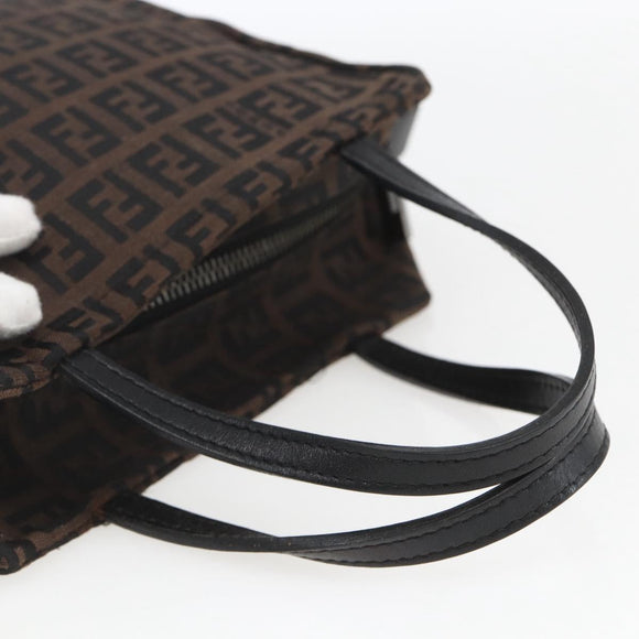FENDI Zucchino Canvas Hand Bag Black Auth mr1872