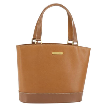 BURBERRY Hand Bag Leather Brown Gold Auth mr1873