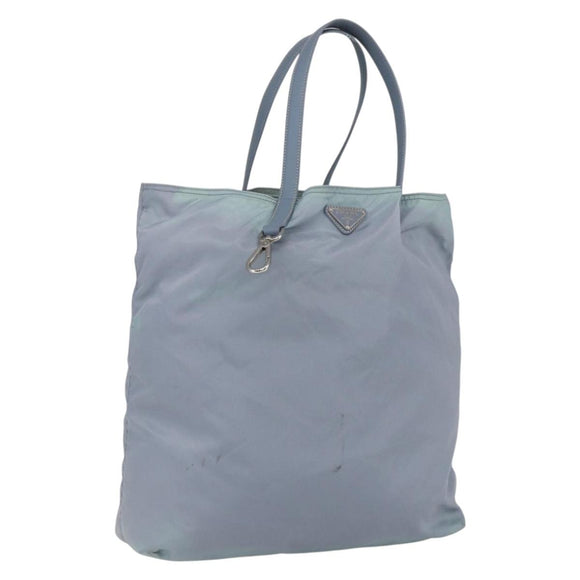 PRADA Hand Bag Nylon Light Blue Silver Auth mr1874