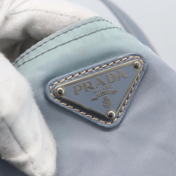 PRADA Hand Bag Nylon Light Blue Silver Auth mr1874