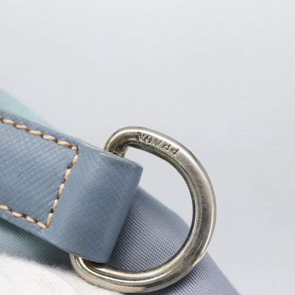 PRADA Hand Bag Nylon Light Blue Silver Auth mr1874