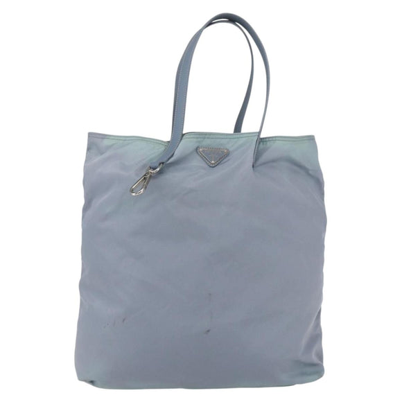 PRADA Hand Bag Nylon Light Blue Silver Auth mr1874