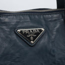 PRADA Tote Bag Leather Navy Silver Auth mr1876-19