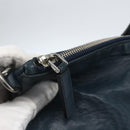 PRADA Tote Bag Leather Navy Silver Auth mr1876-20