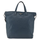 PRADA Tote Bag Leather Navy Silver Auth mr1876-13