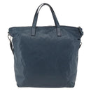 PRADA Tote Bag Leather Navy Silver Auth mr1876-2