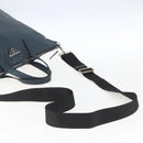 PRADA Tote Bag Leather Navy Silver Auth mr1876-8