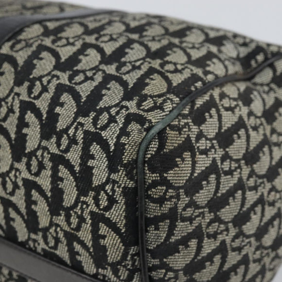 Christian Dior Trotter Canvas Boston Bag Black Silver Auth mr1878