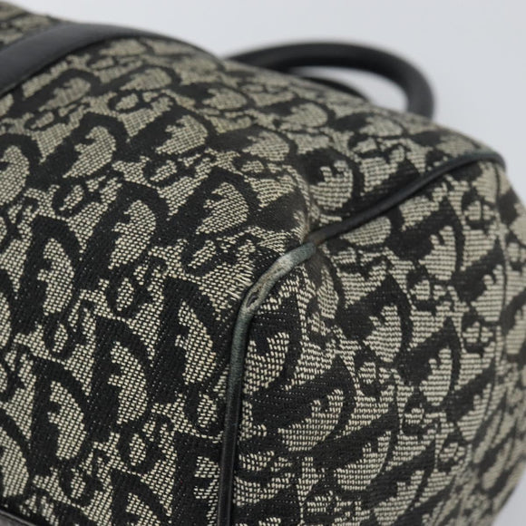 Christian Dior Trotter Canvas Boston Bag Black Silver Auth mr1878