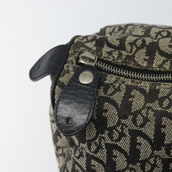 Christian Dior Trotter Canvas Boston Bag Black Silver Auth mr1878