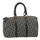 Christian Dior Trotter Canvas Boston Bag Black Silver Auth mr1878-2