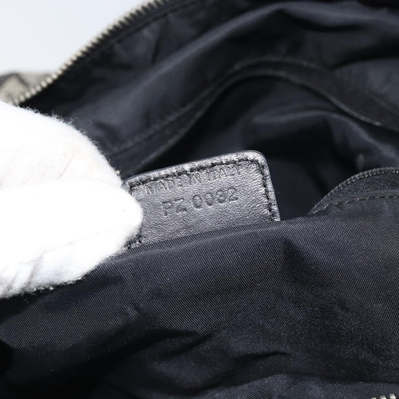 Christian Dior Trotter Canvas Boston Bag Black Silver Auth mr1878