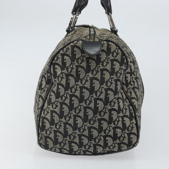 Christian Dior Trotter Canvas Boston Bag Black Silver Auth mr1878