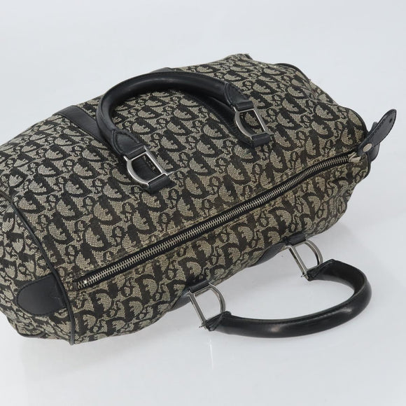 Christian Dior Trotter Canvas Boston Bag Black Silver Auth mr1878