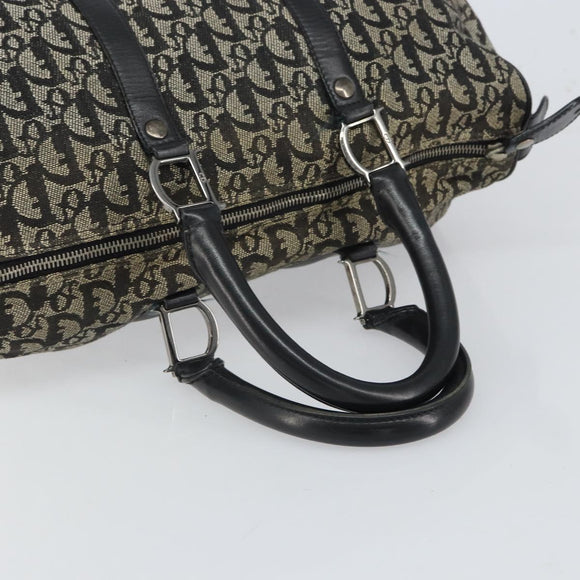 Christian Dior Trotter Canvas Boston Bag Black Silver Auth mr1878