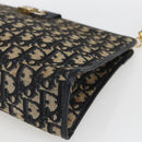 Christian Dior Trotter Canvas Shoulder Bag Navy Gold Auth mr1879-9