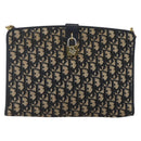 Christian Dior Trotter Canvas Shoulder Bag Navy Gold Auth mr1879-13