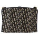 Christian Dior Trotter Canvas Shoulder Bag Navy Gold Auth mr1879-2
