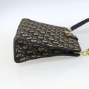 Christian Dior Trotter Canvas Shoulder Bag Navy Gold Auth mr1879-4