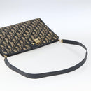 Christian Dior Trotter Canvas Shoulder Bag Navy Gold Auth mr1879-7