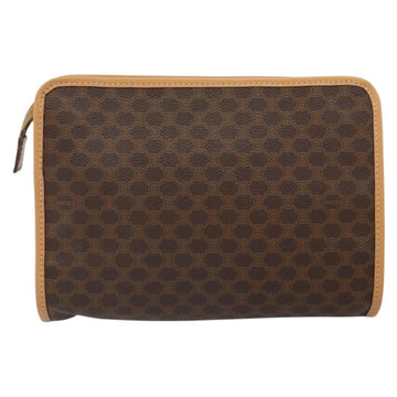 CELINE Macadam Canvas Clutch Bag PVC Leather Brown Gold Auth mr1882 - 0