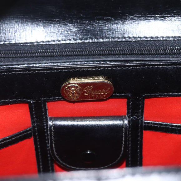 GUCCI Hand Bag Leather Black gold 406 000 1080 Auth mr1883