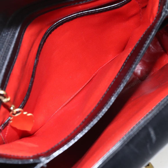 GUCCI Hand Bag Leather Black gold 406 000 1080 Auth mr1883