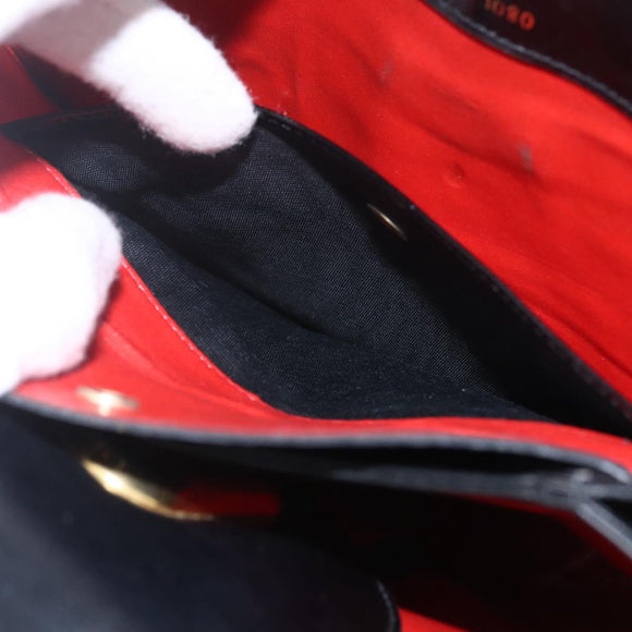 GUCCI Hand Bag Leather Black gold 406 000 1080 Auth mr1883