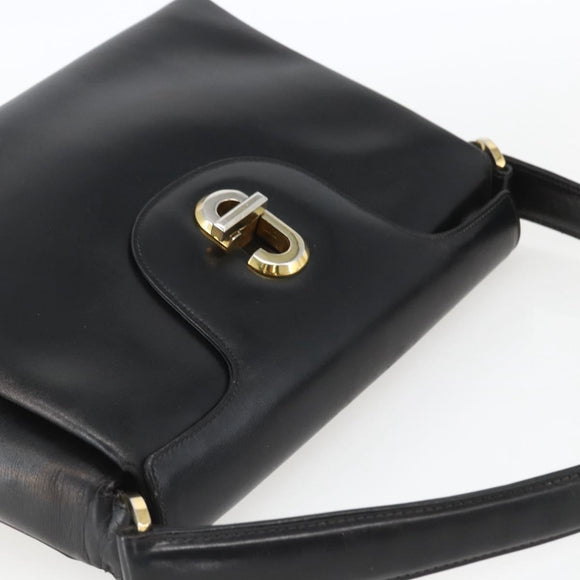 GUCCI Hand Bag Leather Black gold 406 000 1080 Auth mr1883