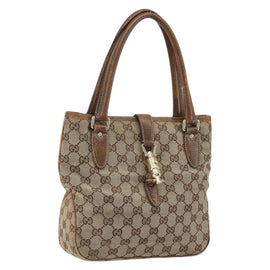 GUCCI GG Canvas Jackie Hand Bag Beige Gold 145817 Auth mr1884