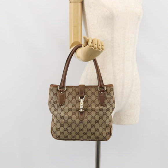 GUCCI GG Canvas Jackie Hand Bag Beige Gold 145817 Auth mr1884