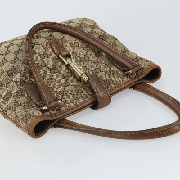 GUCCI GG Canvas Jackie Hand Bag Beige Gold 145817 Auth mr1884