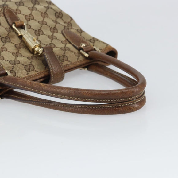 GUCCI GG Canvas Jackie Hand Bag Beige Gold 145817 Auth mr1884