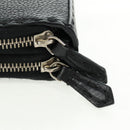 FENDI Selleria Double Zip Organizer Geldbörse Leder Schwarz Silber Auth mr1886V-7