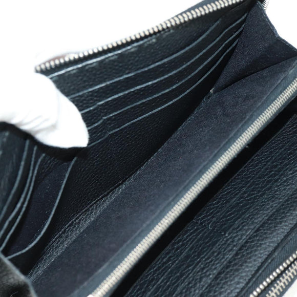 FENDI Selleria Double Zip Organizer Geldbörse Leder Schwarz Silber Auth mr1886V