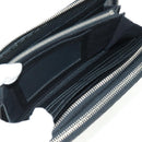 FENDI Selleria Double Zip Organizer Wallet Leather Black Silver Auth mr1886V-19