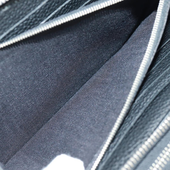 FENDI Selleria Double Zip Organizer Geldbörse Leder Schwarz Silber Auth mr1886V
