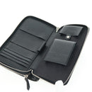 FENDI Selleria Double Zip Organizer Geldbörse Leder Schwarz Silber Auth mr1886V-10