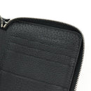 FENDI Selleria Double Zip Organizer Wallet Leather Black Silver Auth mr1886V-23