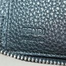 FENDI Selleria Double Zip Organizer Geldbörse Leder Schwarz Silber Auth mr1886V-25