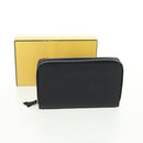 FENDI Selleria Double Zip Organizer Geldbörse Leder Schwarz Silber Auth mr1886V-12