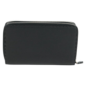 FENDI Selleria Double Zip Organizer Wallet Leather Black Silver Auth mr1886V - 0