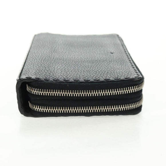 FENDI Selleria Double Zip Organizer Geldbörse Leder Schwarz Silber Auth mr1886V