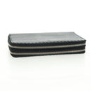 FENDI Selleria Double Zip Organizer Geldbörse Leder Schwarz Silber Auth mr1886V-5