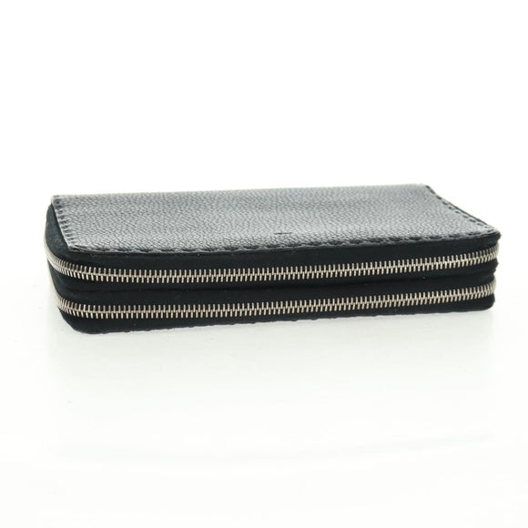 FENDI Selleria Double Zip Organizer Geldbörse Leder Schwarz Silber Auth mr1886V