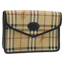 Burberrys Nova Check Clutch Bag PVC Beige Auth mr1890-1
