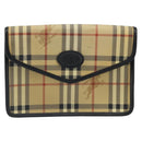 Burberrys Nova Check Clutch Bag PVC Beige Auth mr1890-13