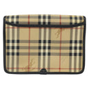 Burberrys Nova Check Clutch Bag PVC Beige Auth mr1890-2
