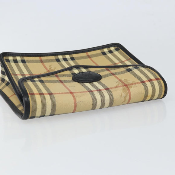 Burberrys Nova Check Clutch Bag PVC Beige Auth mr1890