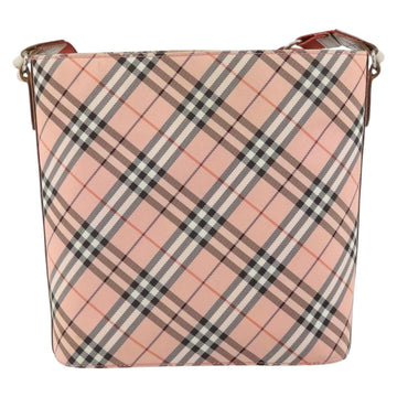 BURBERRY Nova Check Blue Label Shoulder Bag Canvas Pink Silver Auth mr1891 - 0